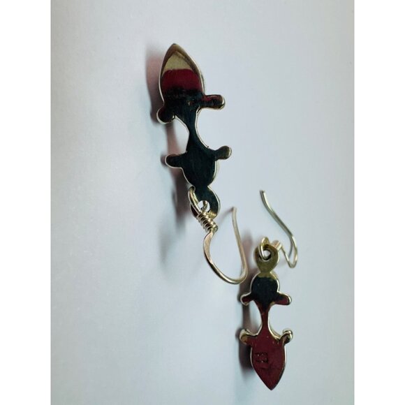 Estate Sterling Silver 925 Tiger Eye Drop Dangle Earrings Hook 3.56g Boho Chic - Picture 3 of 7